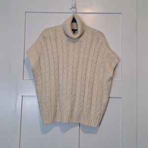 Splendid Cable Knit Turtleneck Sweater Sleeveless Cream Size Small Oversized